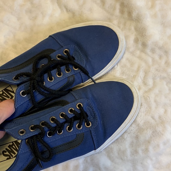 Vans Old Skool Canvas Low Skate Sneakers Navy Black Size 9.5 - Picture 6 of 11